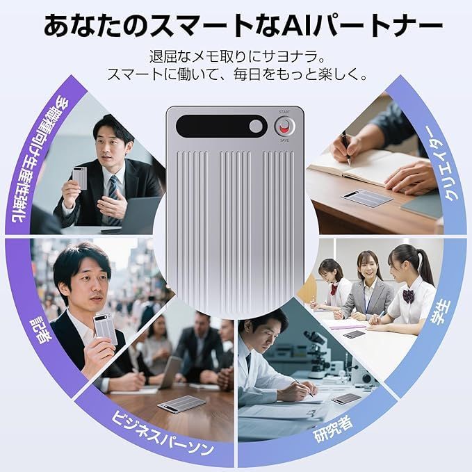 新品】AI ボイスレコーダー ワンタッチ録音 自動文字起こし LED残量