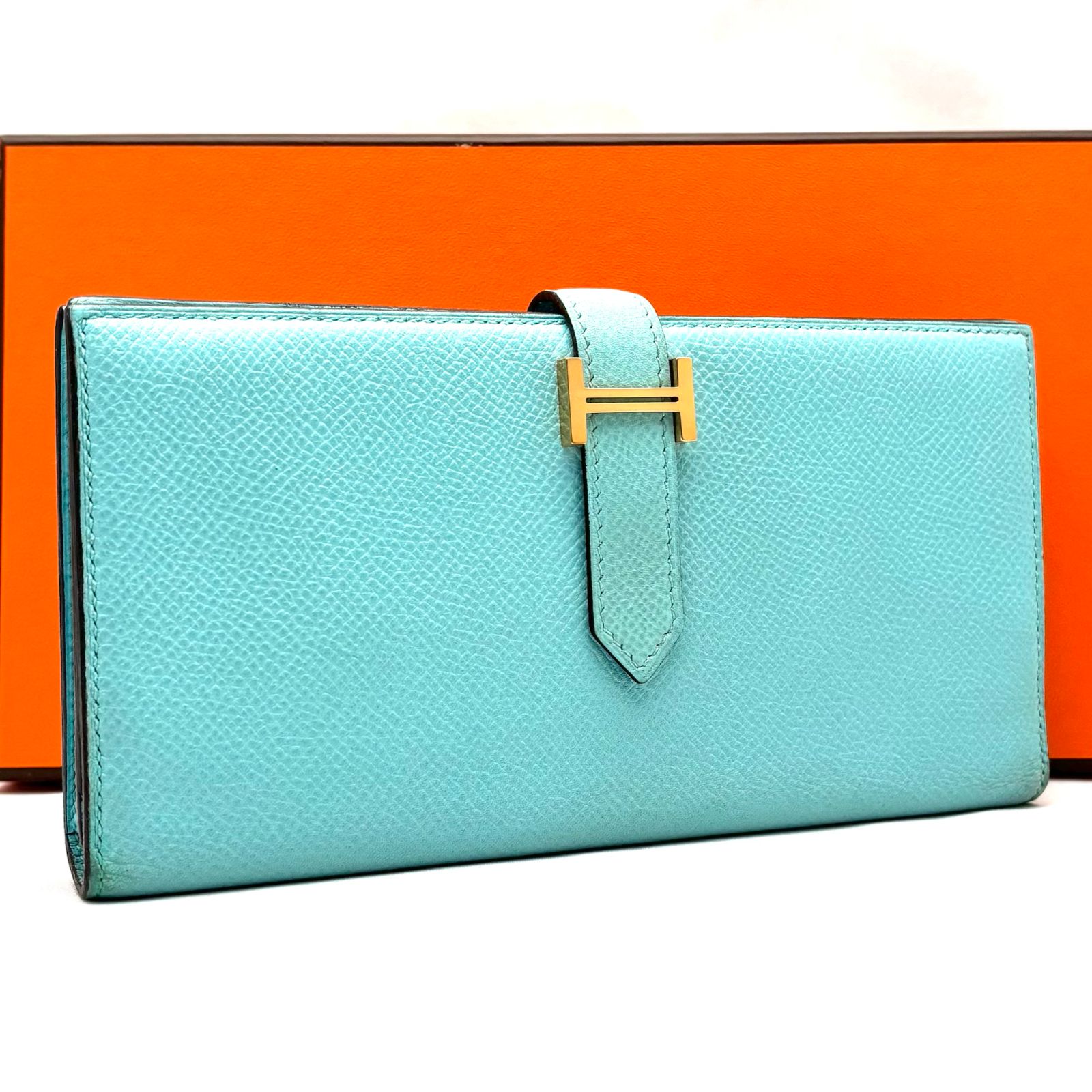 HERMES（エルメス）ベアンスフレ ブルーアトール ゴールド金具 二