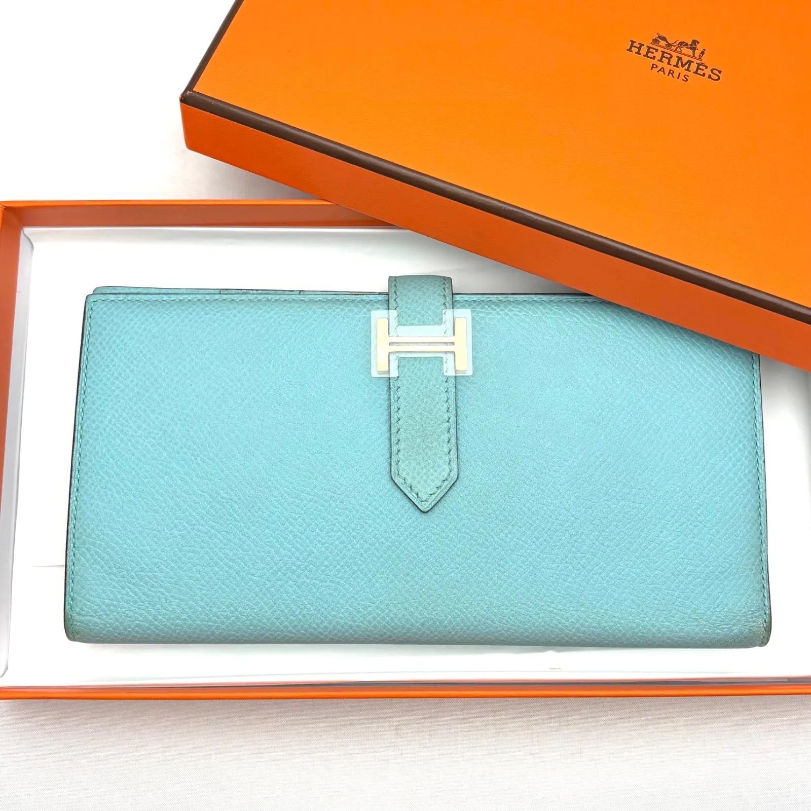 HERMES（エルメス）ベアンスフレ ブルーアトール ゴールド金具 二