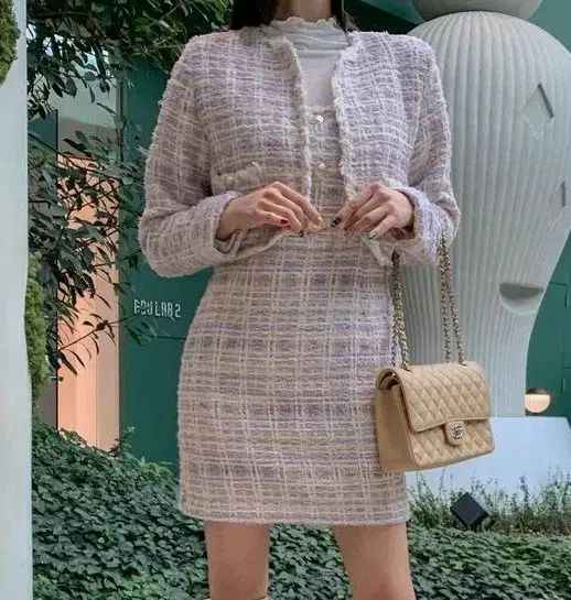 ゲストルック パープル ツイード ONE PIECE - ジャケット SET UP