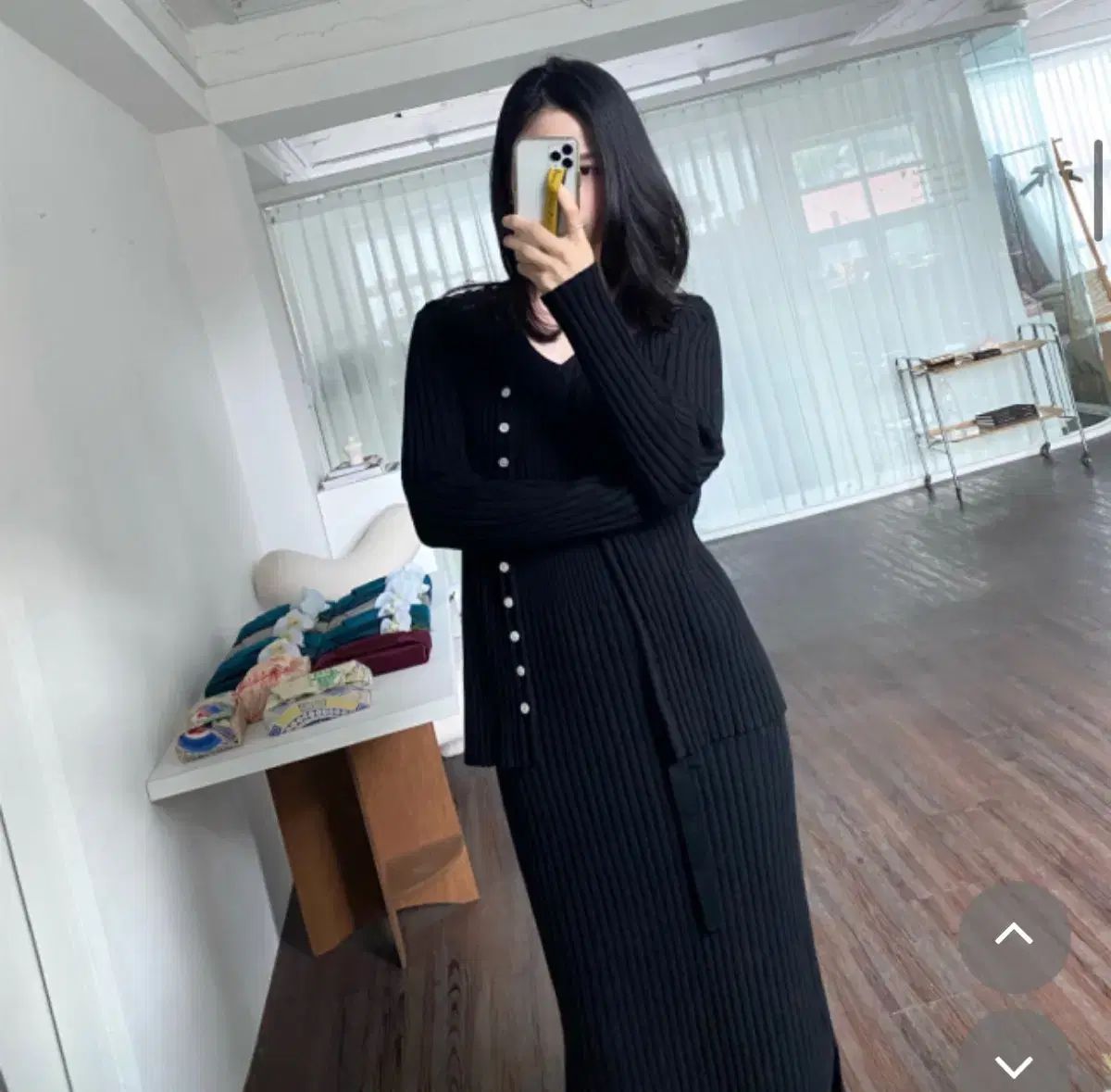 ブラック ゴージ ニット ONE PIECE カーディガン セット