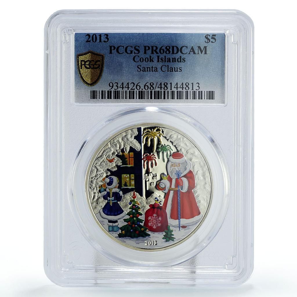 クック諸島 5ドル クリスマス サンタクロース PR68 PCGS 銀貨 2013年