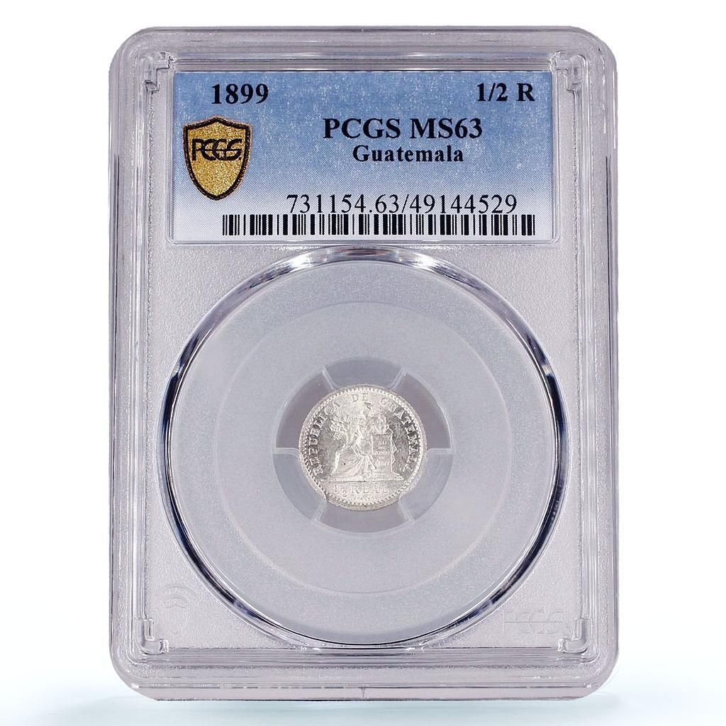 グアテマラ 1/2レアル共和国貨幣 リバティ リベルタッド MS63 PCGS