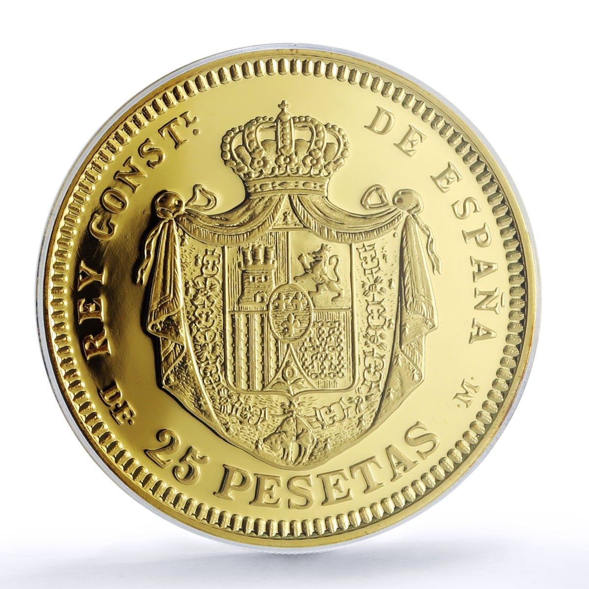スペイン アルフォンソ12世 25ペセタ 再発行 1876年 SP 69 PCGS