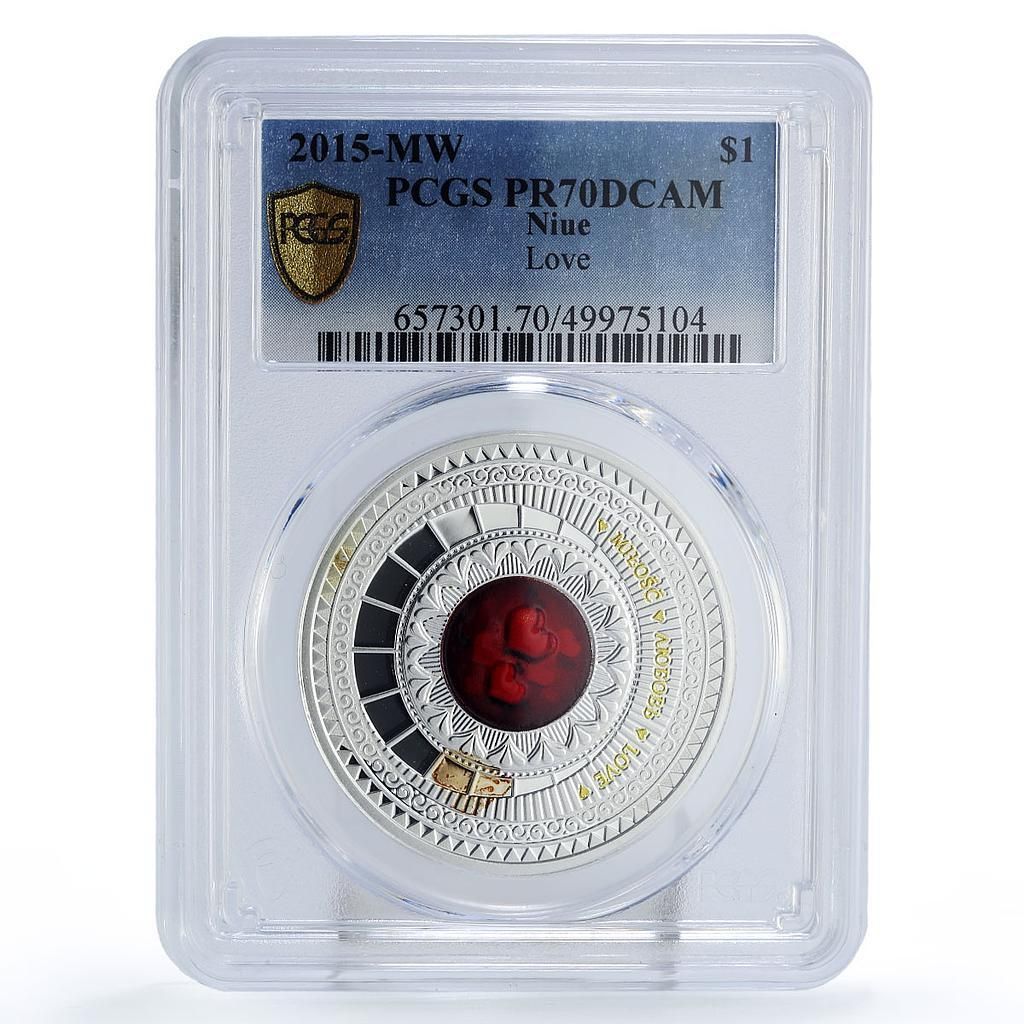 ニウエ 1ドル ワールド・オブ・ユア・ソウル・ラブ・ツー・ハート PR70