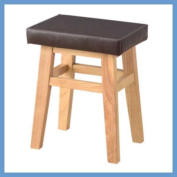 ３脚セット 天然木 アッシュ のバンビスツール ソフトレザー座面 W 36×D 26×H 45 cm No.785 ダークブラウン
