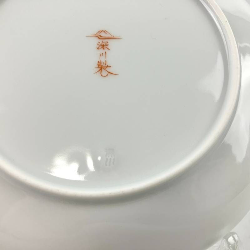 未使用品 深川製磁 皿 プレート 寿赤絵 トリプレット緋(AKE) 箱付き