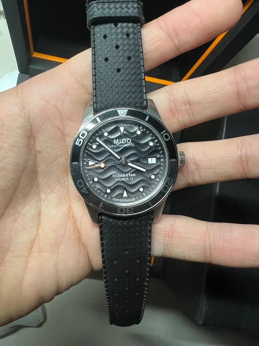  ミドー オーシャンスター39 ブラックグレー JOSEPHBONNIE トロピカル ラバーストラップ スラックス 自動巻き時計 腕時計(アナログ)