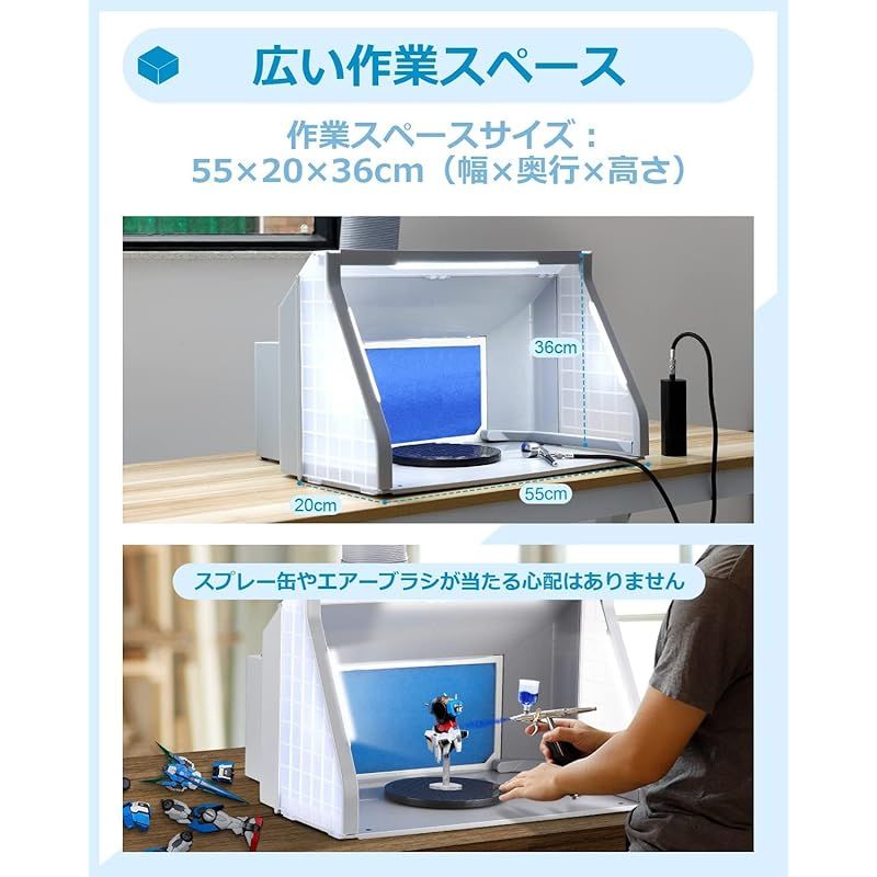 Anesty 塗装ブース ADFSB-01 2基ファンLED➕交換フィルター3枚 Anesty