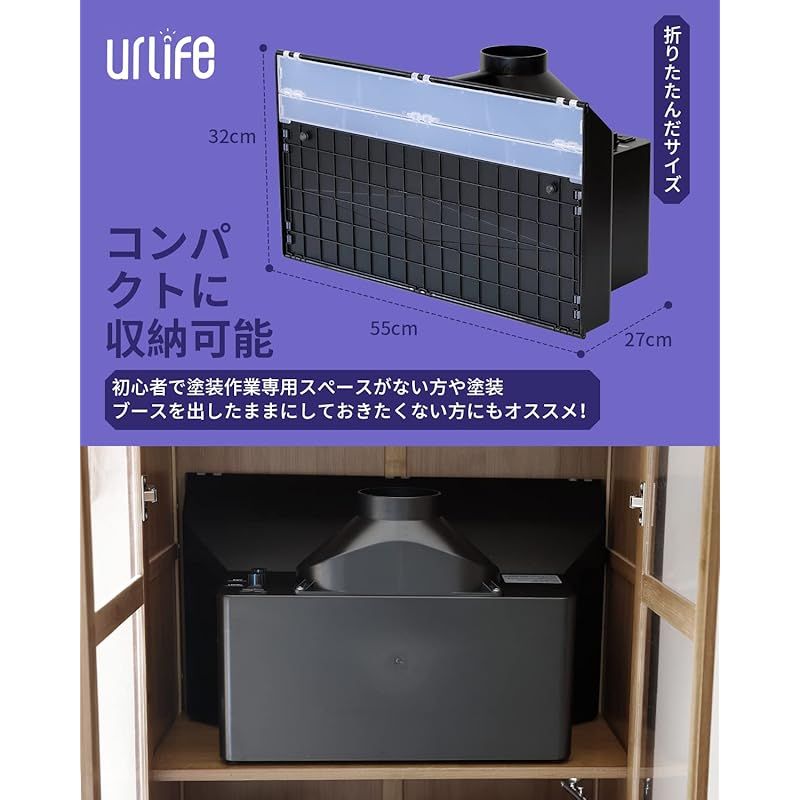 urlife 塗装スプレーブース LED照明ライト 2基パワフルファン 明るさ