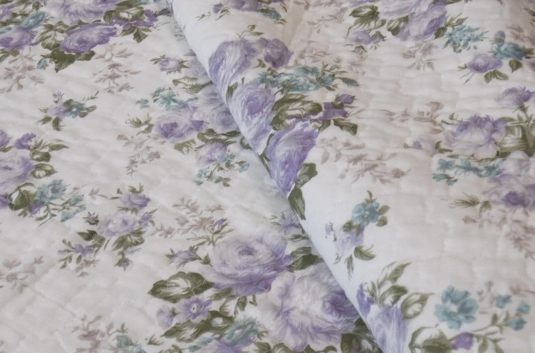 両面使用できる綿100％　キルトマルチカバー　パープルｘブルー１９０ｘ２４０ｃｍ 両面使用できる綿100％ キルトマルチカバー パープルxブルー