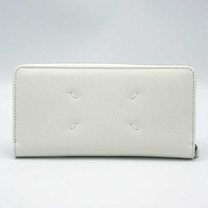 もとおさん✨メゾンマルジェラ 長財布 レザー 白 ラウンドジップ ステッチ ✨メゾンマルジェラ 長財布 Maison Margiela レザー 4ステッチ