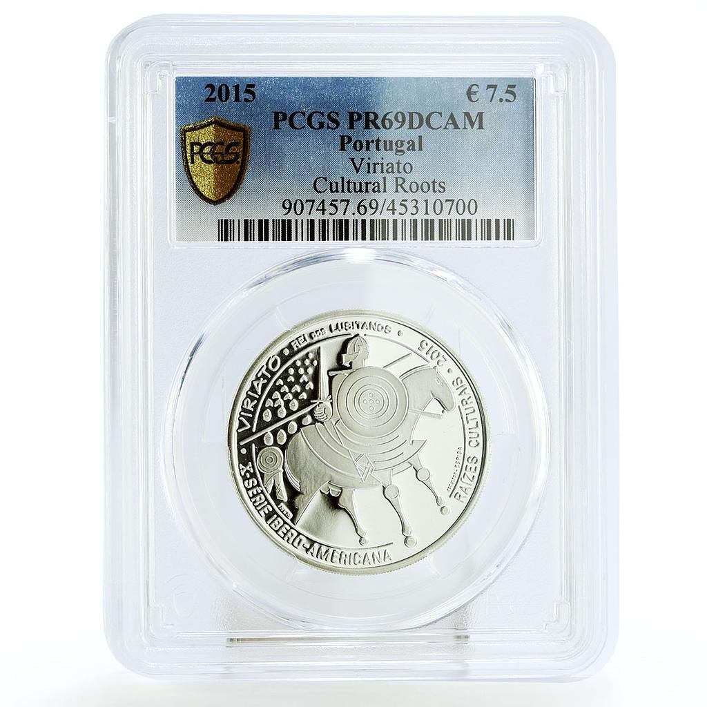 ポルトガル 7 5 ユーロ カルチュラル ルーツ ヴィリアト エクエストリアン PR 69 PCGS 銀貨 2015