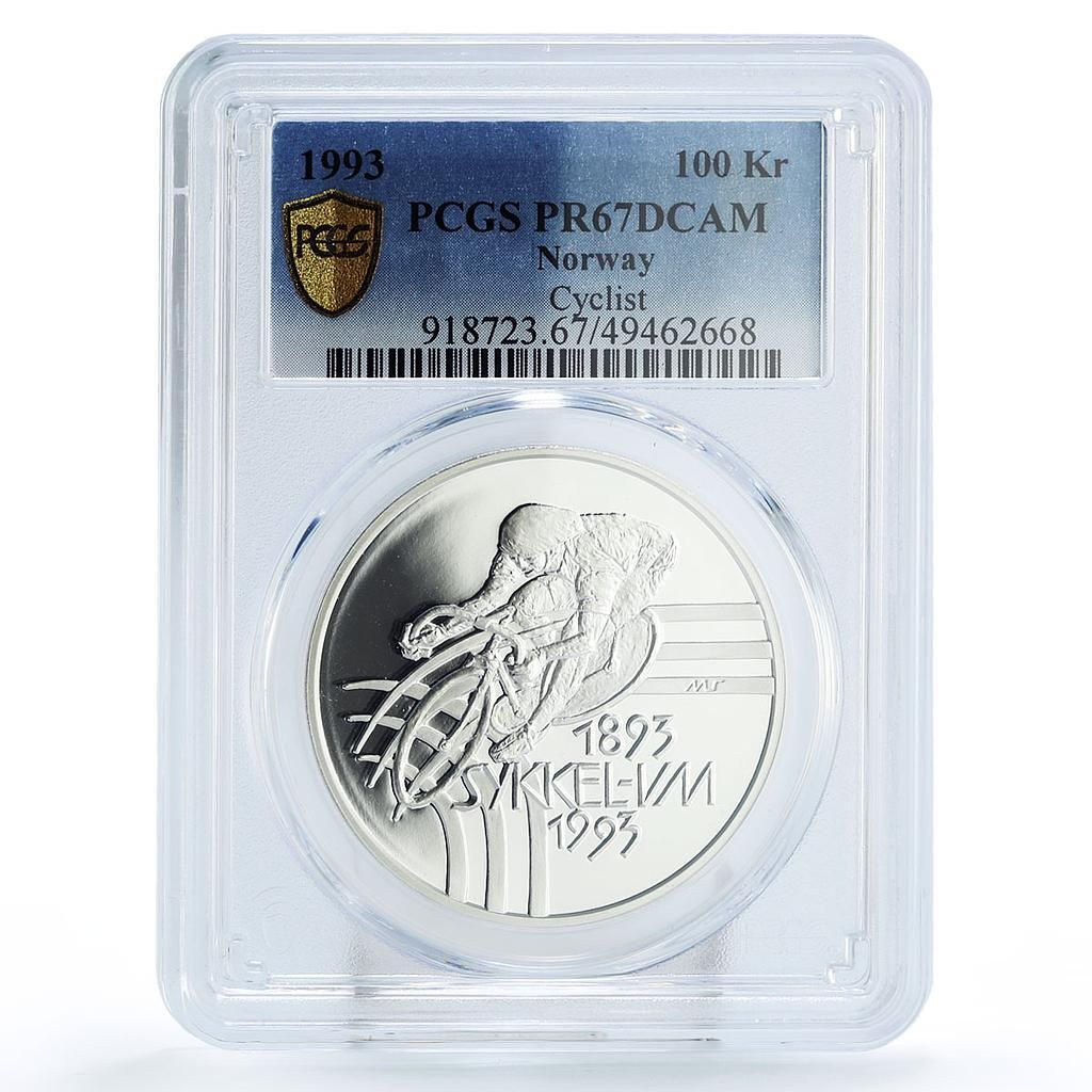 ノルウェー 100クローネ 世界自転車選手権 サイクリスト PR67 PCGS