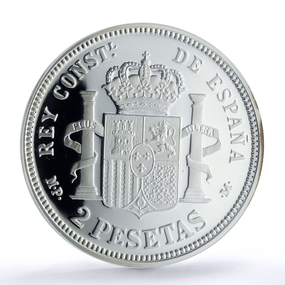 スペイン アルフォンソ13世 2ペセタ 再発行 1889年 SP 69 PCGS
