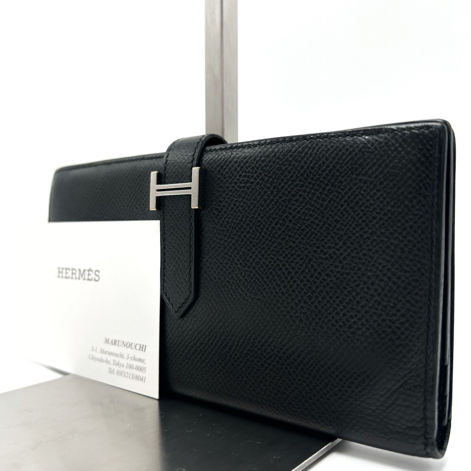 美品 HERMES エルメス ベアン 長財布 ⬜︎J刻印 シルバー金具 ベルト H