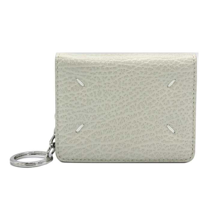 メゾンマルジェラ カードケース 二つ折り キーリング付き Maison Margiela 11 レザー 4ステッチ P 0399 T 2003 オフホワイト系 レディース