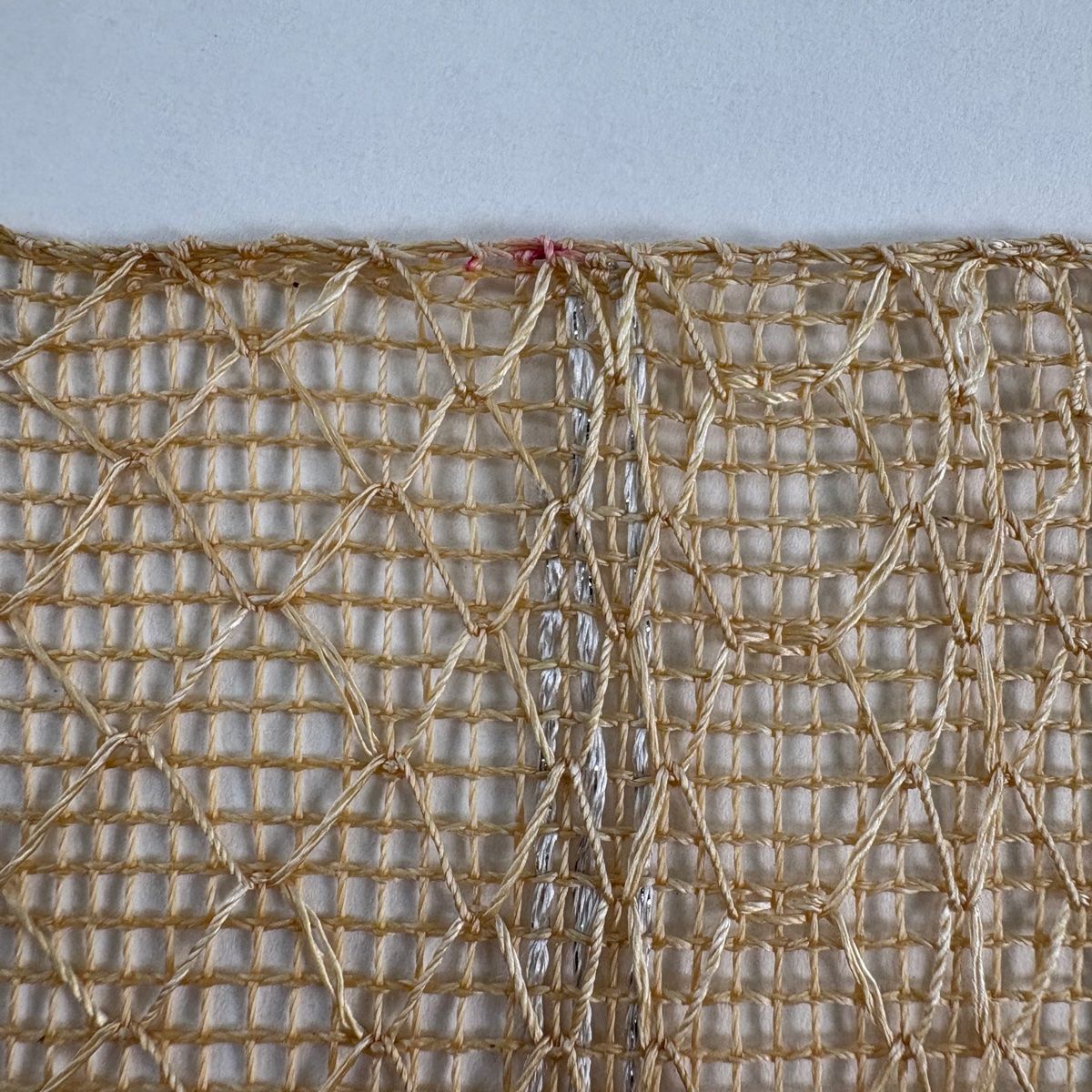 名古屋帯 秀品 夏帯 羅 八寸名古屋帯 松葉仕立て 幾何学模様 箔 薄茶色