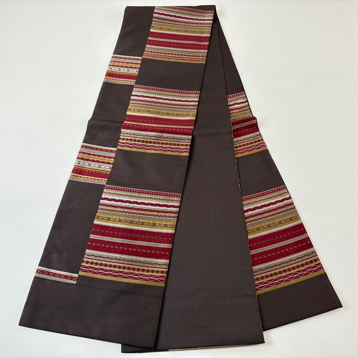 新品　袋帯 名品 木屋太 落款 幾何学 緑 六通 正絹 新品 袋帯 名品 木屋太 落款 幾何学 緑 六通 正絹