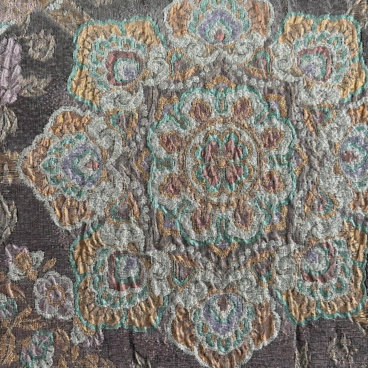 袋帯 秀品 華文 蜀江文 箔 灰茶 六通 正絹