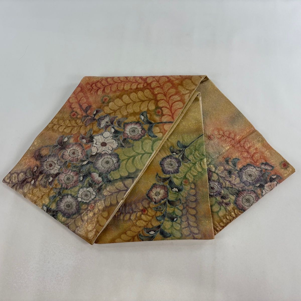 美品】 袋帯 名品 辻が花 箔 金茶 お太鼓柄 正絹 【中古】 - メルカリ