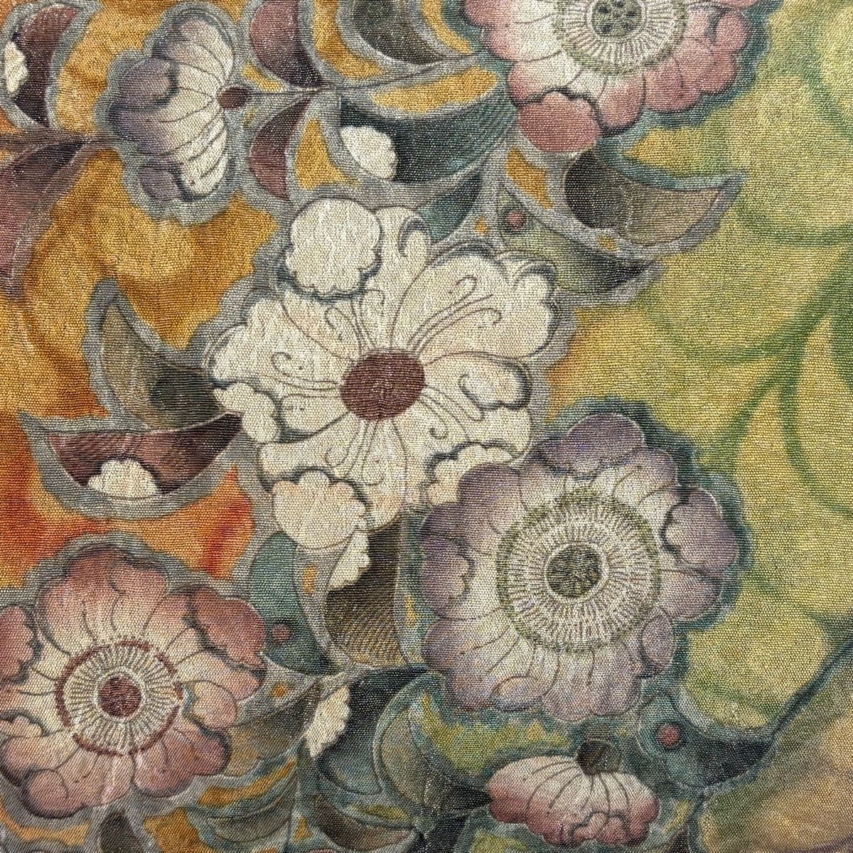 美品】 袋帯 名品 辻が花 箔 金茶 お太鼓柄 正絹 【中古】 - メルカリ