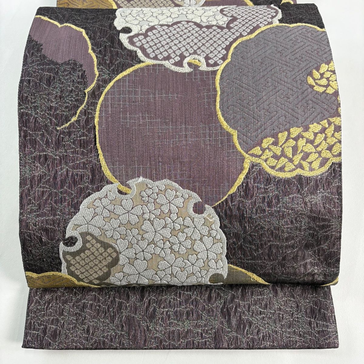 袋帯 秀品 雪輪 花 金銀糸 紫 六通 正絹 【中古】 - メルカリ