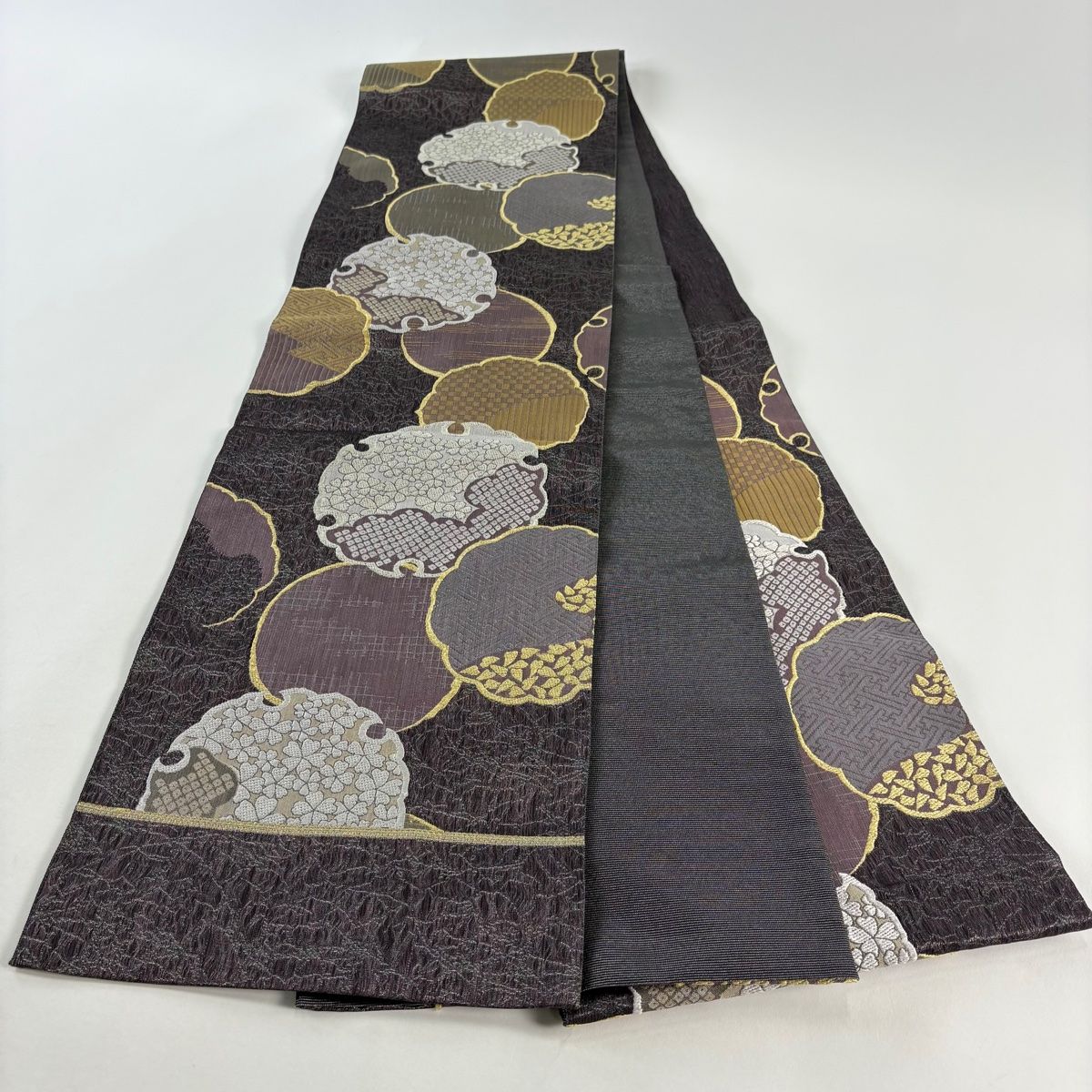 袋帯 秀品 雪輪 花 金銀糸 紫 六通 正絹 【中古】 - メルカリ