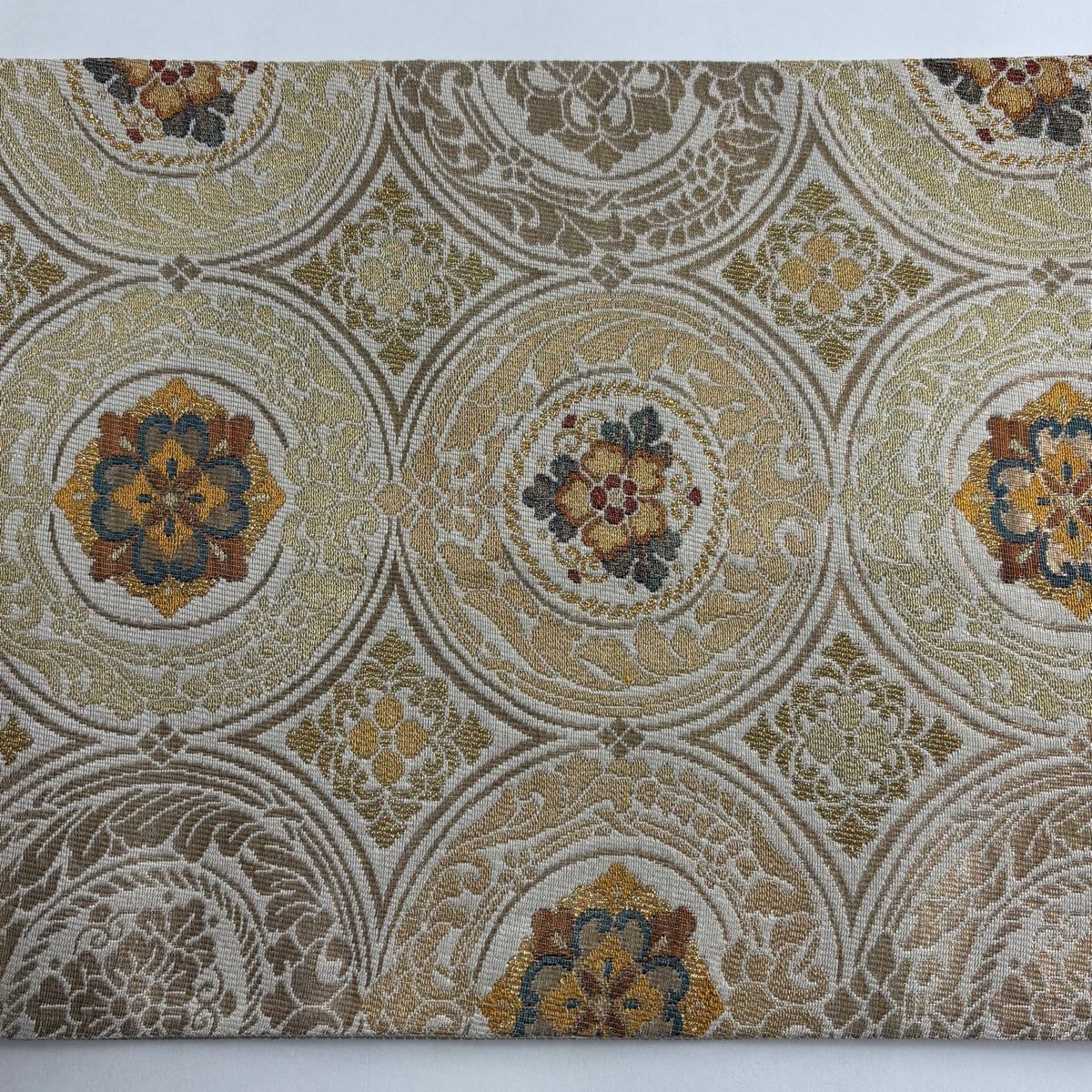  袋帯 秀品 華文 金糸 箔 ベージュ 六通 正絹 袋帯 帯