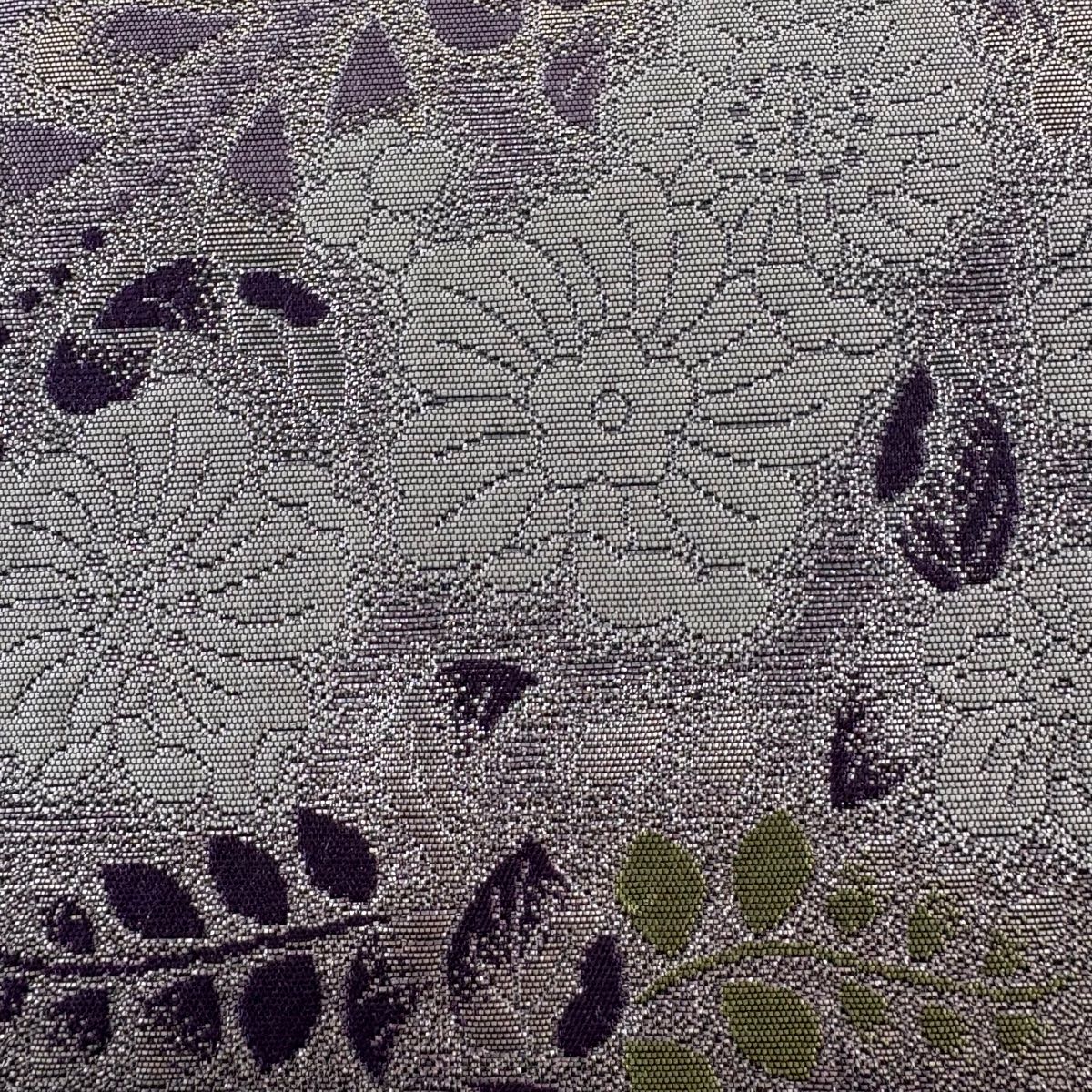 袋帯 秀品 辻が花柄 箔 薄紫 六通 正絹