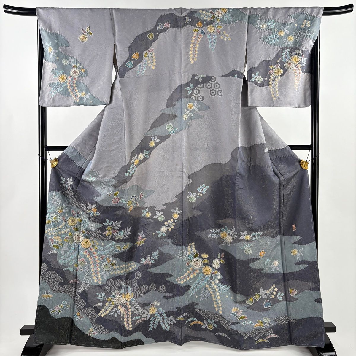 美品】 訪問着 身丈165.5cm 裄丈67cm M 袷 翠山工房 落款 辻が花 有職