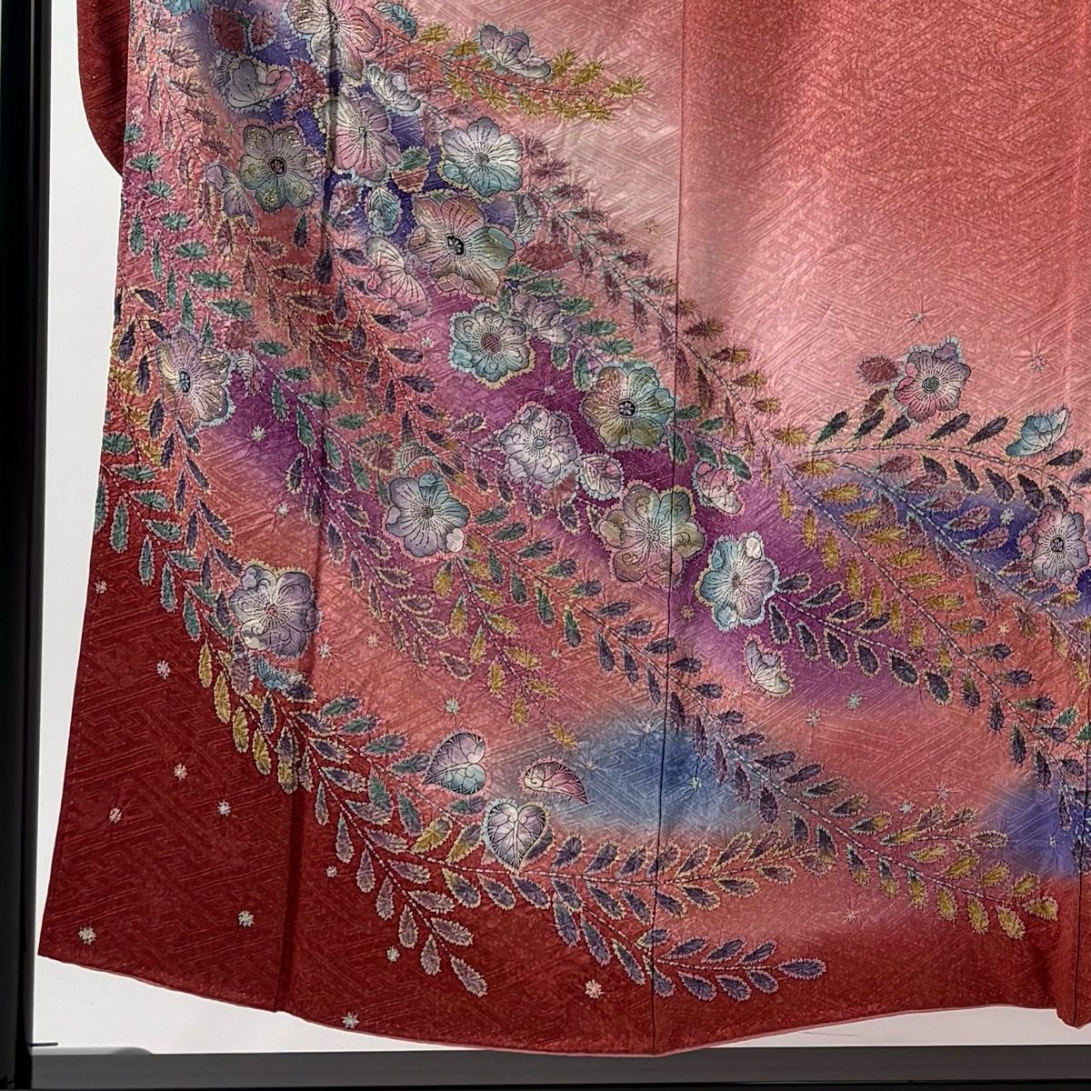 振袖 身丈154.5 cm 裄丈62 S 袷 辻ヶ花 地紋 金彩 染め分け ピンク 正絹