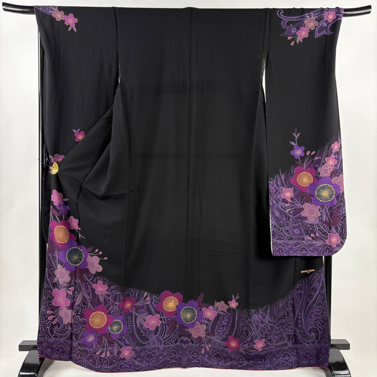 振袖 身丈167cm 裄丈69cm L 袷 Marie Claire 落款 桜 幾何学 金彩