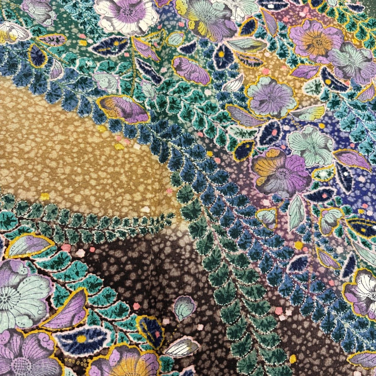 美品】 訪問着 身丈162cm 裄丈66cm M 袷 落款 辻が花 ぼかし 深緑 正絹