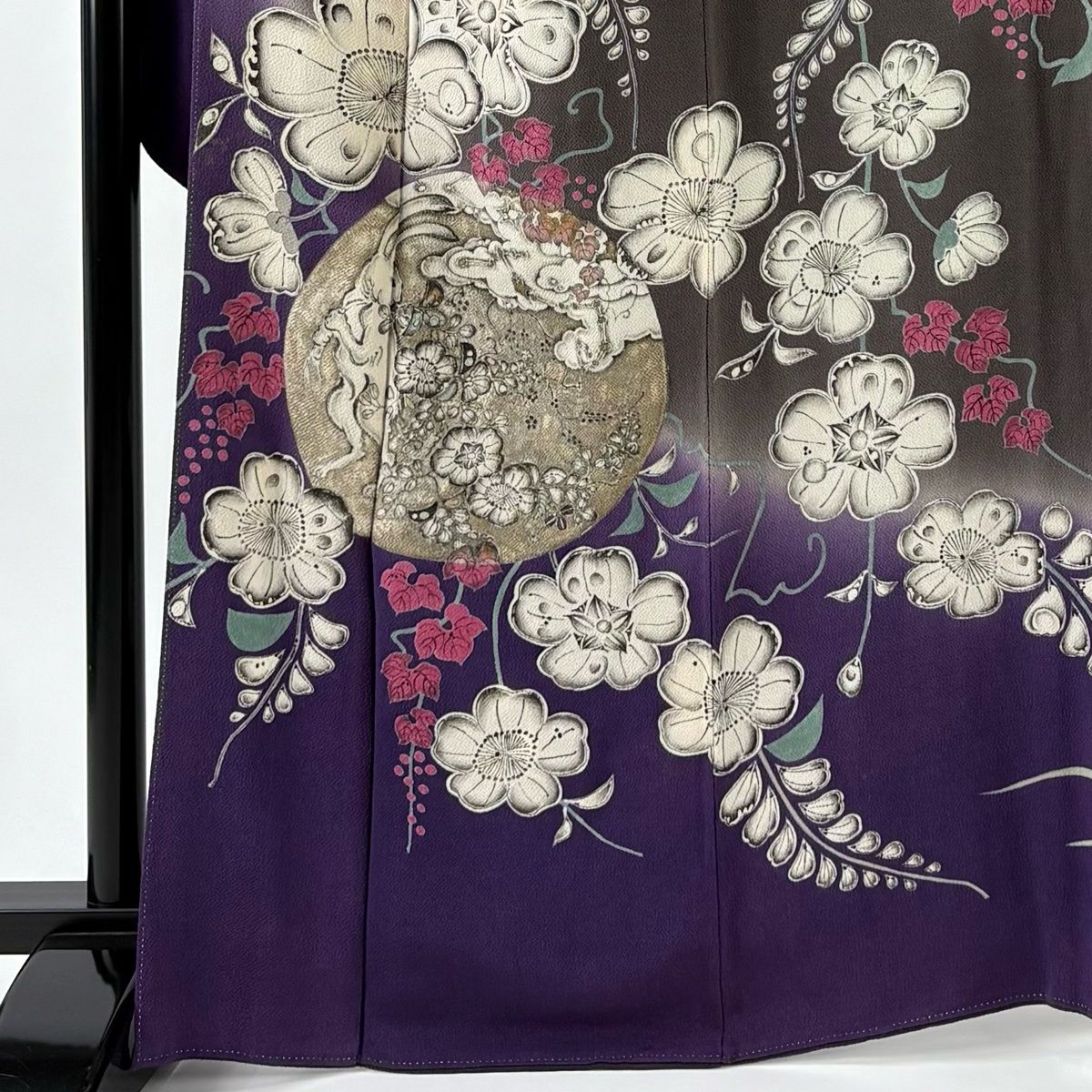 振袖 身丈165.5 cm 裄丈67 M 袷 大脇一心 落款 辻が花 うさぎ 染め分け 縮緬 紫 正絹
