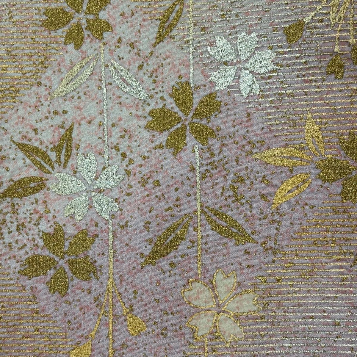  振袖 身丈176 cm 裄丈68 5 L 袷 扇面 桜 金糸 金銀彩 薄ピンク 正絹 振袖 着物