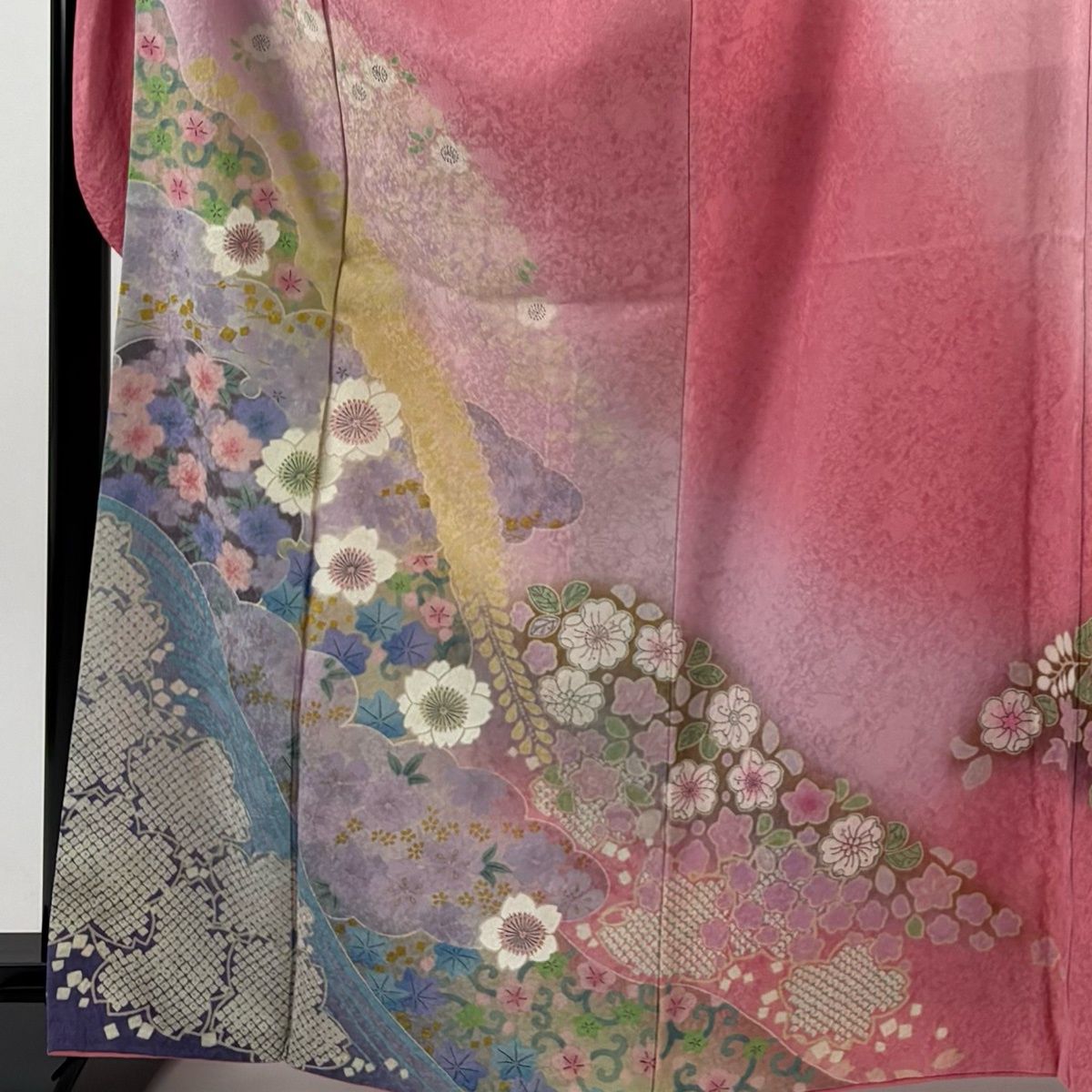 振袖 身丈164 cm 裄丈67.5 L 袷 桜 辻が花柄 金彩 ぼかし ピンク 正絹