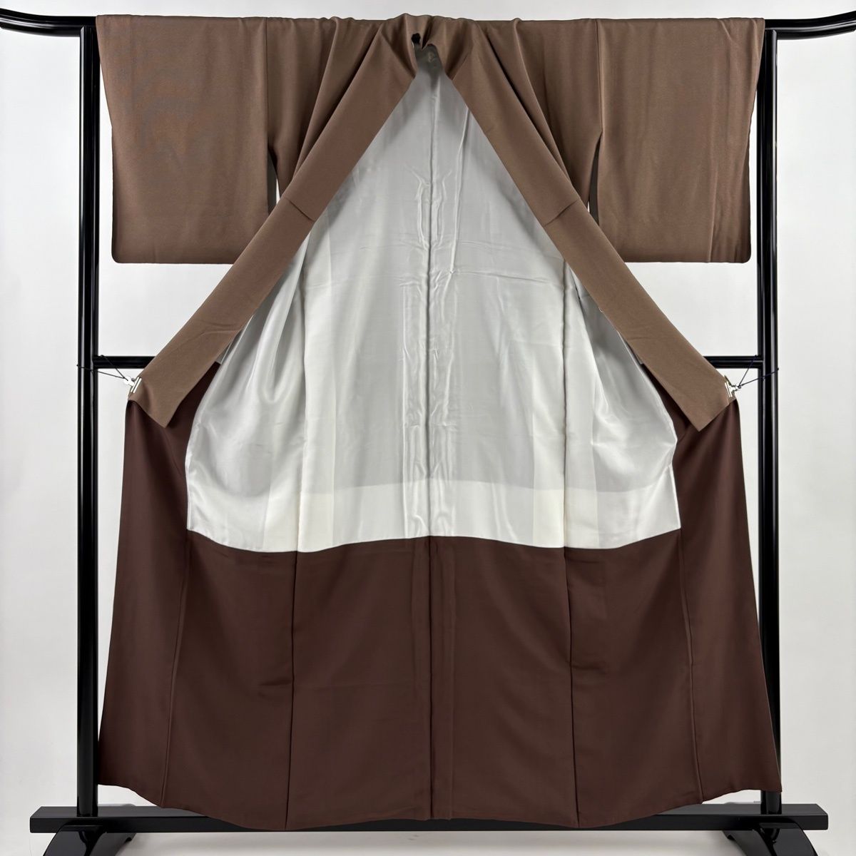  江戸小紋 身丈156 5 cm 裄丈63 S 袷 万筋 茶色 正絹 一つ紋 小紋 着物