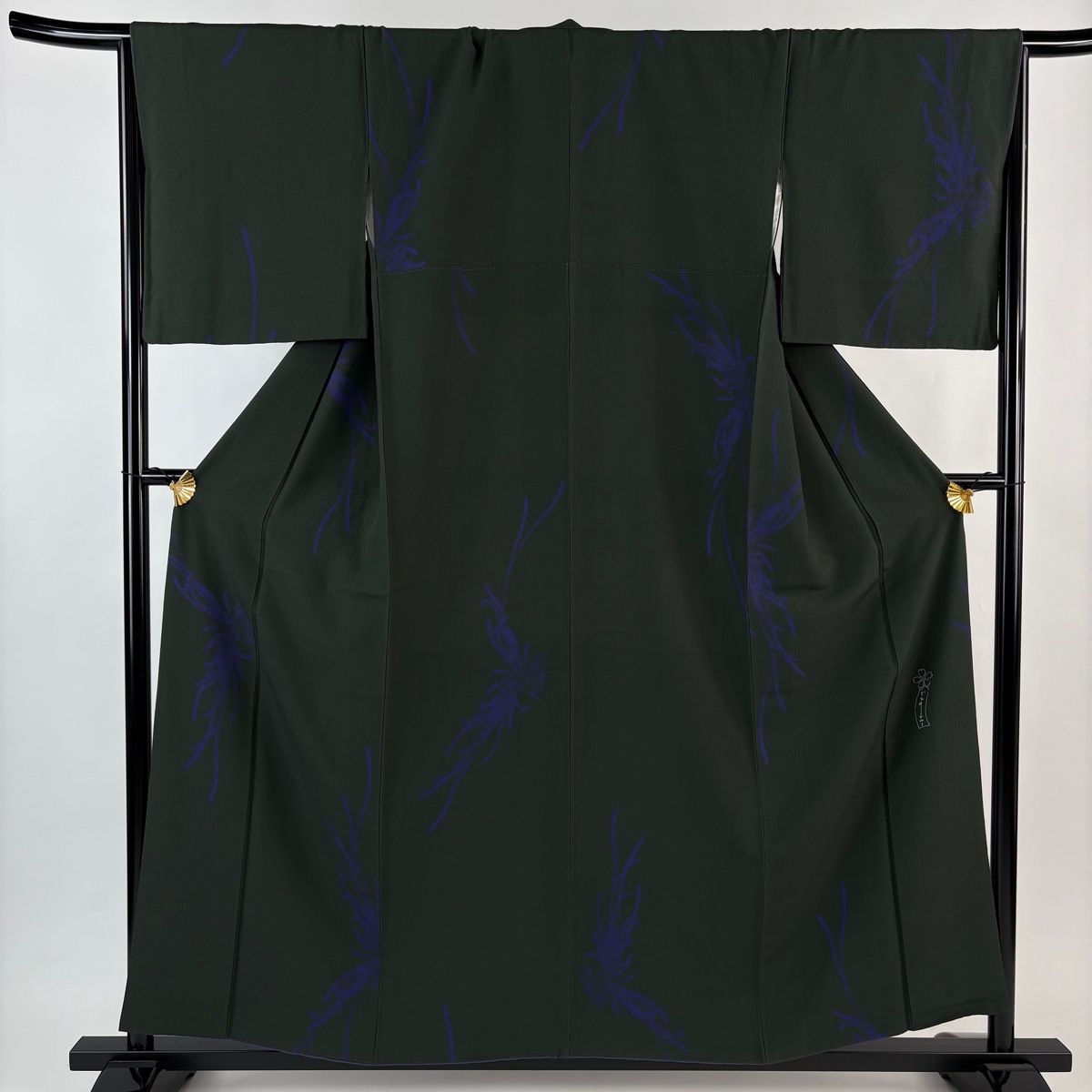 小紋 身丈156.5cm 裄丈65.5cm M 袷 辻村ジュサブロー 落款 菊 縮緬