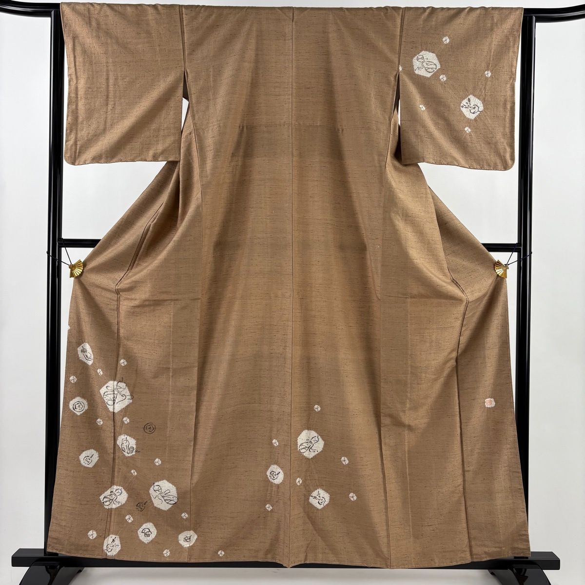 美品】 付下げ 身丈160.5cm 裄丈63.5cm S 袷 紬地 落款 瓢箪 野菜 山吹