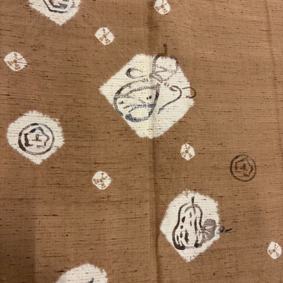 美品】 付下げ 身丈160.5cm 裄丈63.5cm S 袷 紬地 落款 瓢箪 野菜 山吹