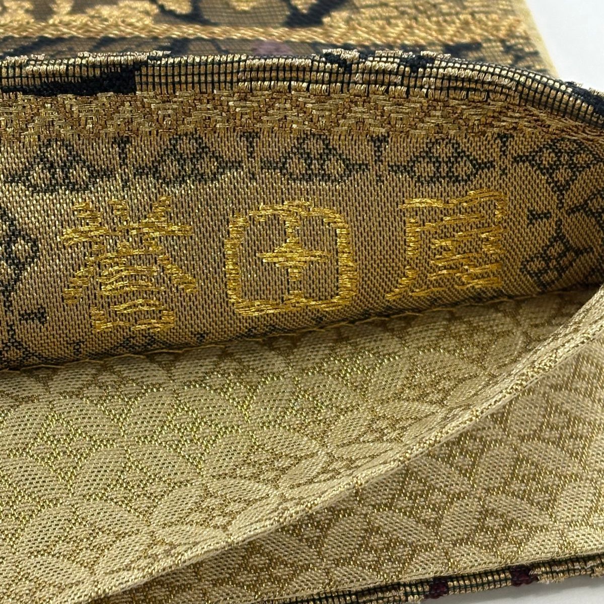 美品】 袋帯 逸品 誉田屋源兵衛 落款 鈴乃屋 七宝 花菱 金糸 金色 六通