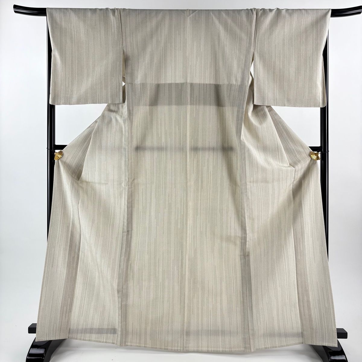 美品】 お召 身丈168cm 裄丈67.5cm L 単衣 本塩沢 やまだ織 証紙 縞