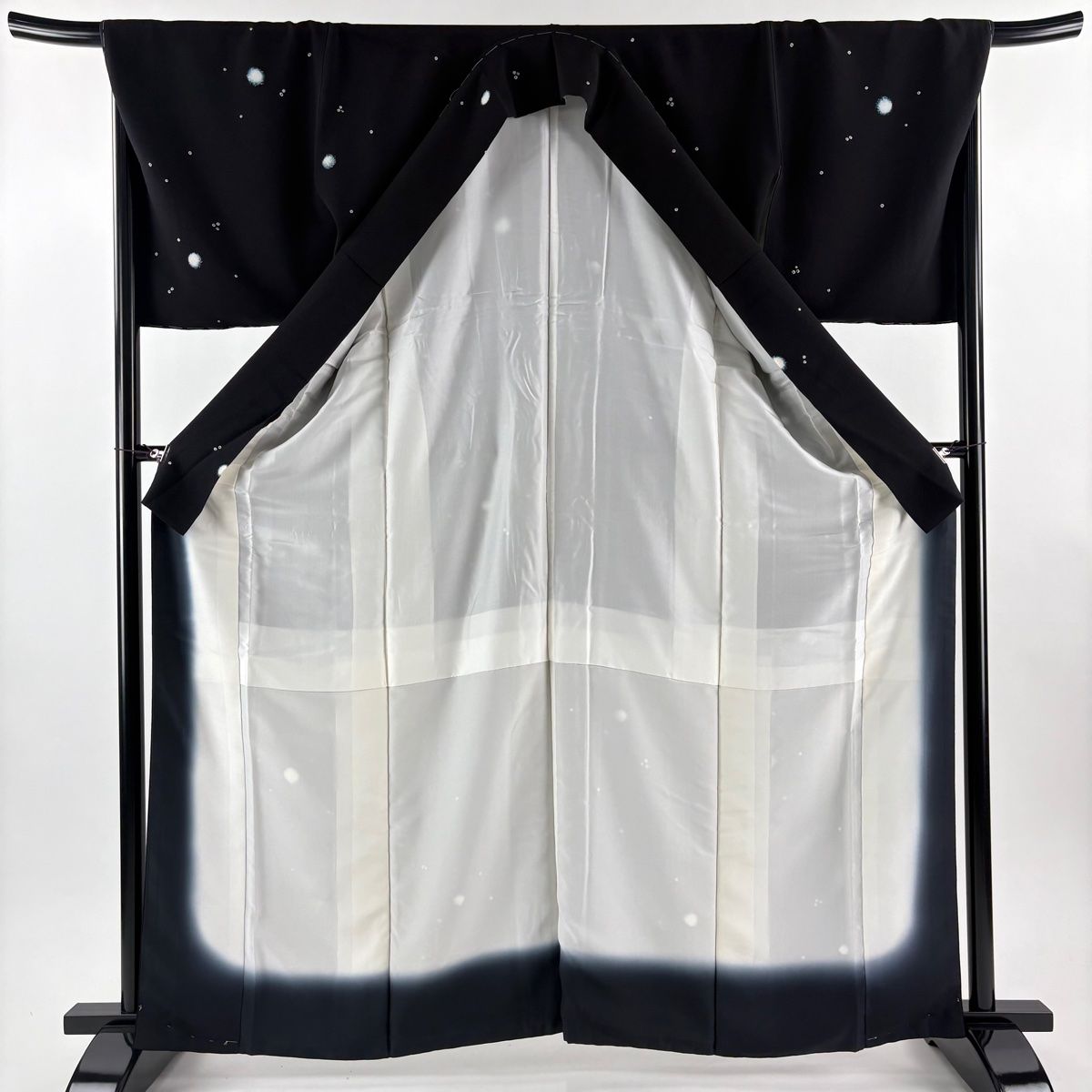  小紋 身丈165 cm 裄丈68 5 L 袷 袋帯セット 霰 黒 正絹 秀品 小紋 着物