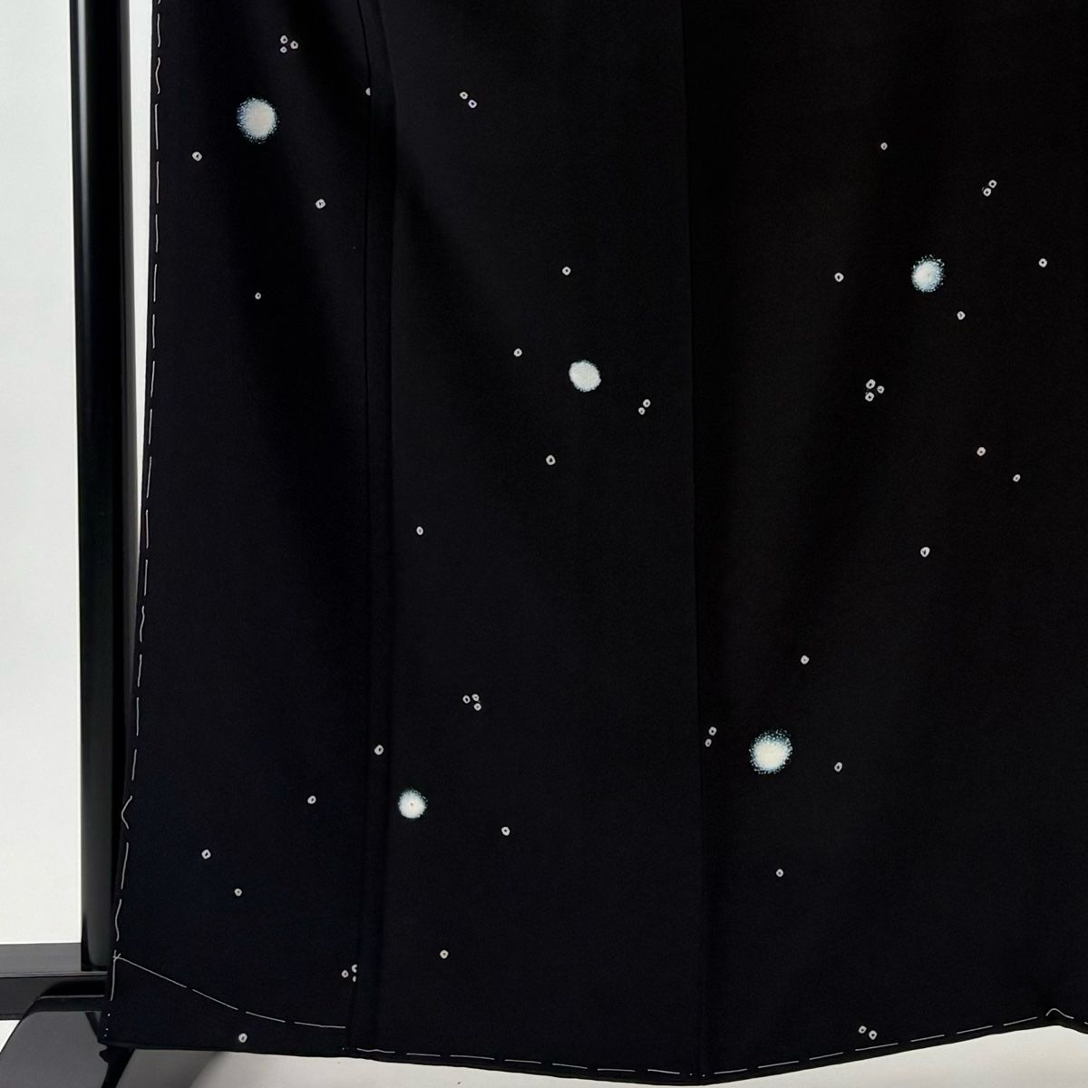 小紋 身丈165 cm 裄丈68.5 L 袷 袋帯セット 霰 黒 正絹 秀品