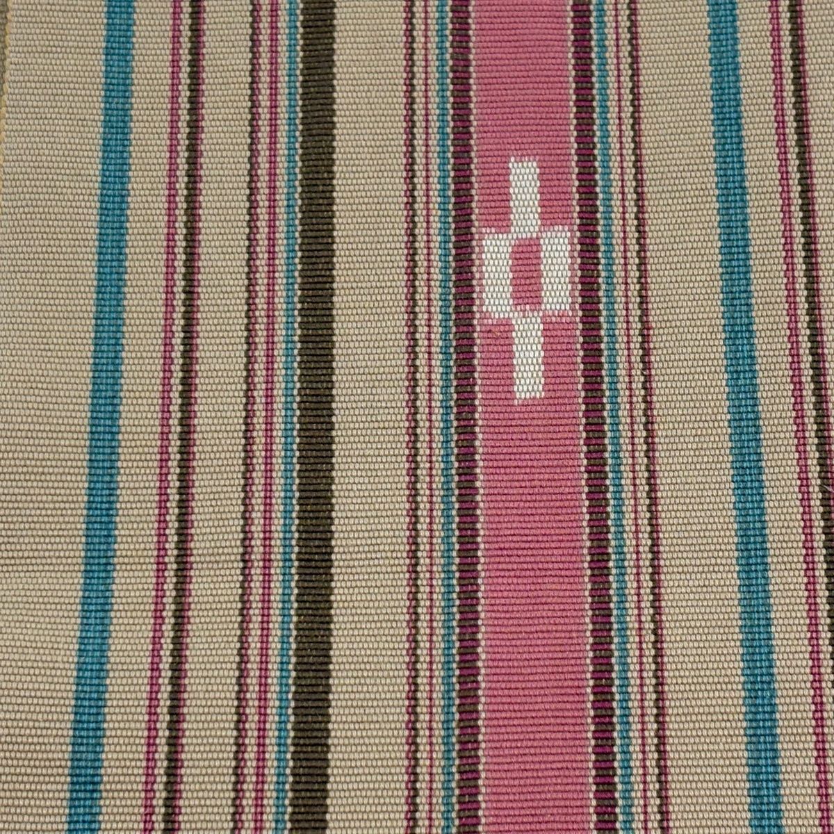 半幅帯 秀品 縞 幾何学模様 ベージュ 綿