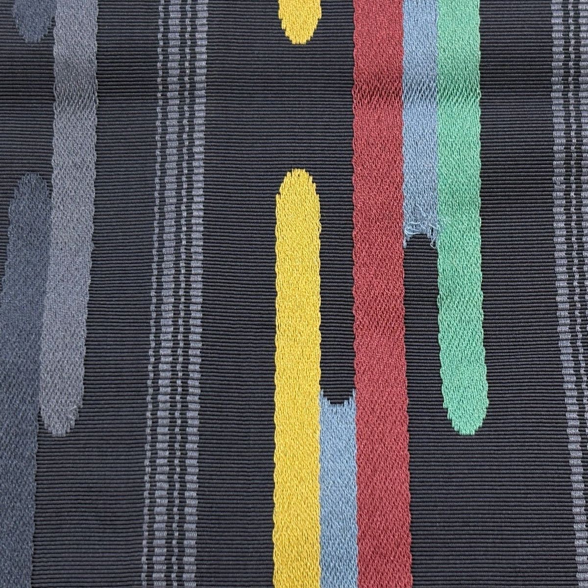 半幅帯 優品 証紙 本場筑前博多織 縞 ヱ霞 墨色 正絹