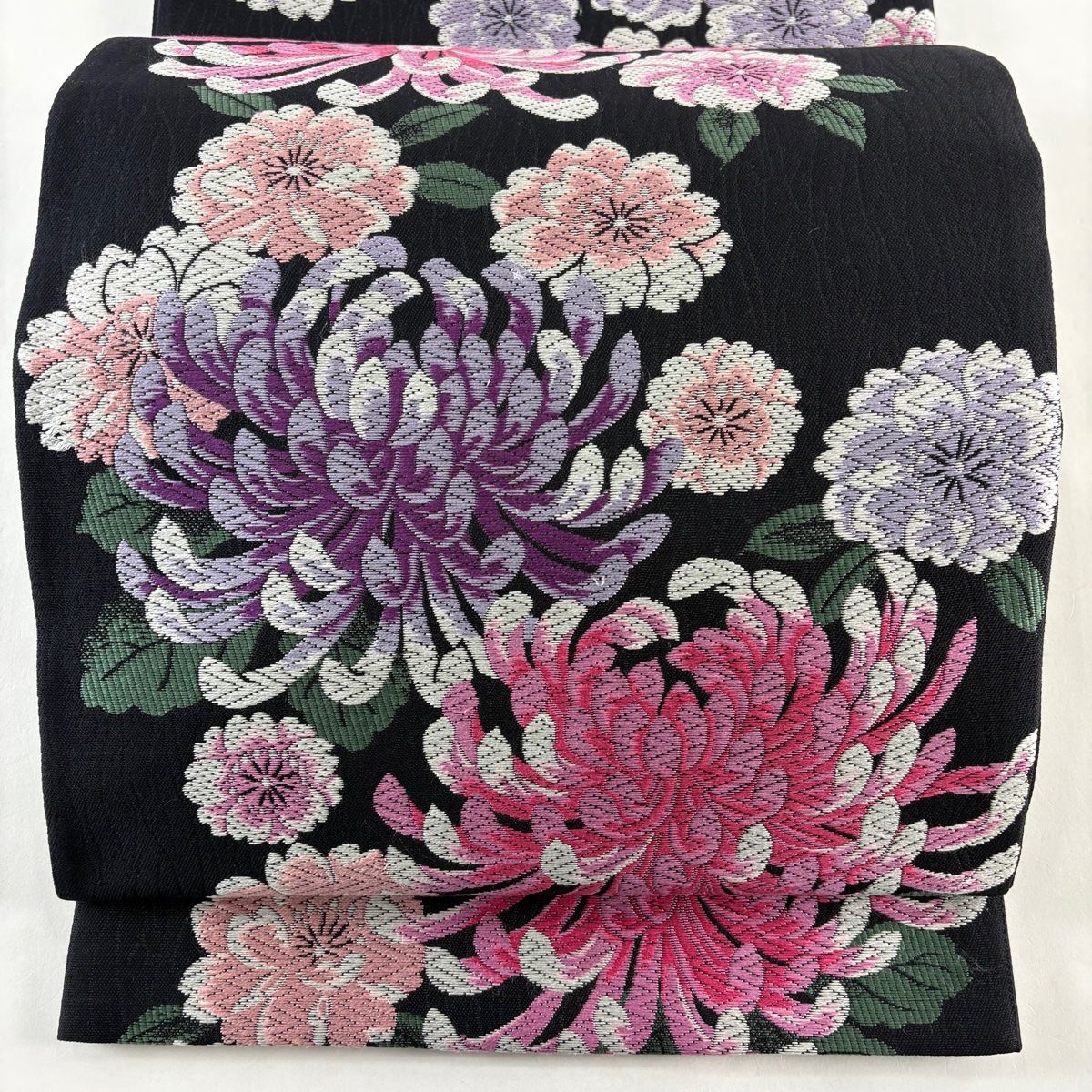 袋帯 秀品 乱菊 桜 刺繍 黒 六通 正絹 【中古】 - メルカリ