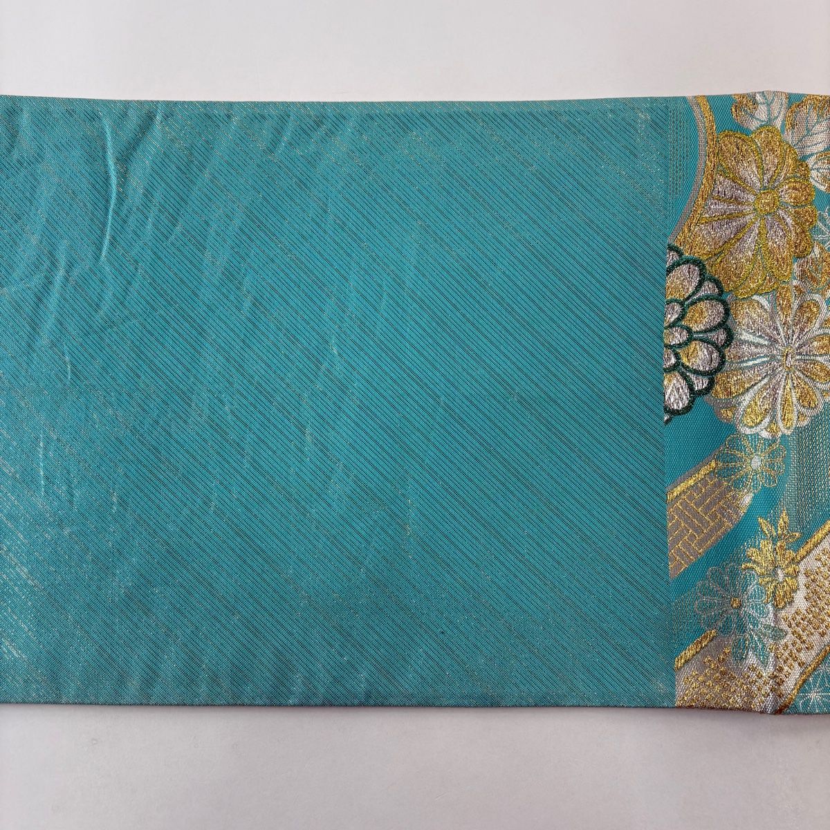 美品】 袋帯 秀品 菊 波 金銀糸 箔 青緑 六通 正絹 【中古】 - メルカリ