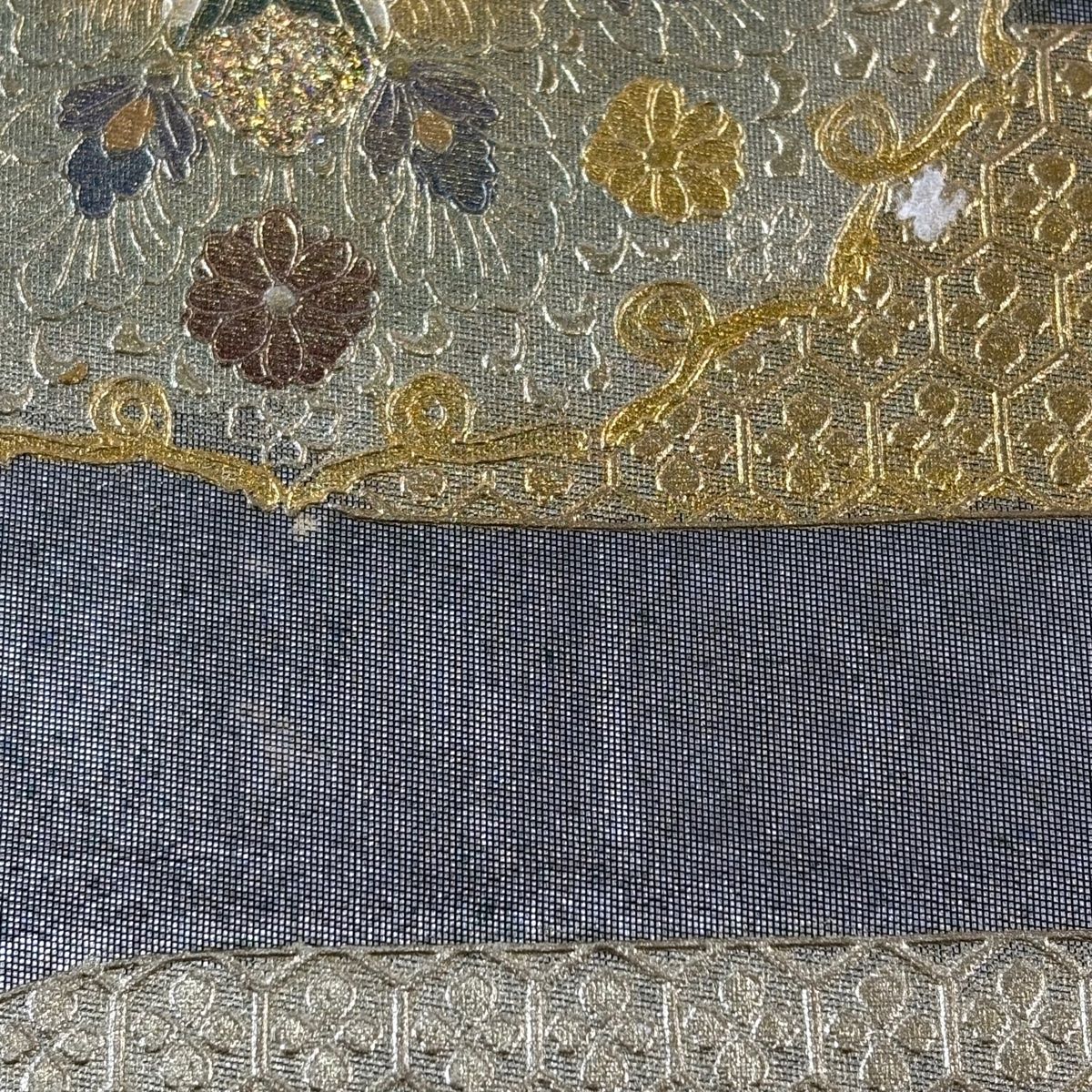 袋帯 秀品 華文 唐草 螺鈿 金彩 銀色 お太鼓柄 正絹 【中古】 - メルカリ